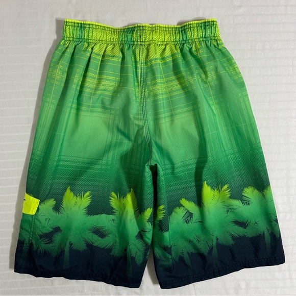 Nike Swim Trunks Board Shorts Mens L/XL Green Blue Palm Trees Plaid 11” - Picture 2 of 13